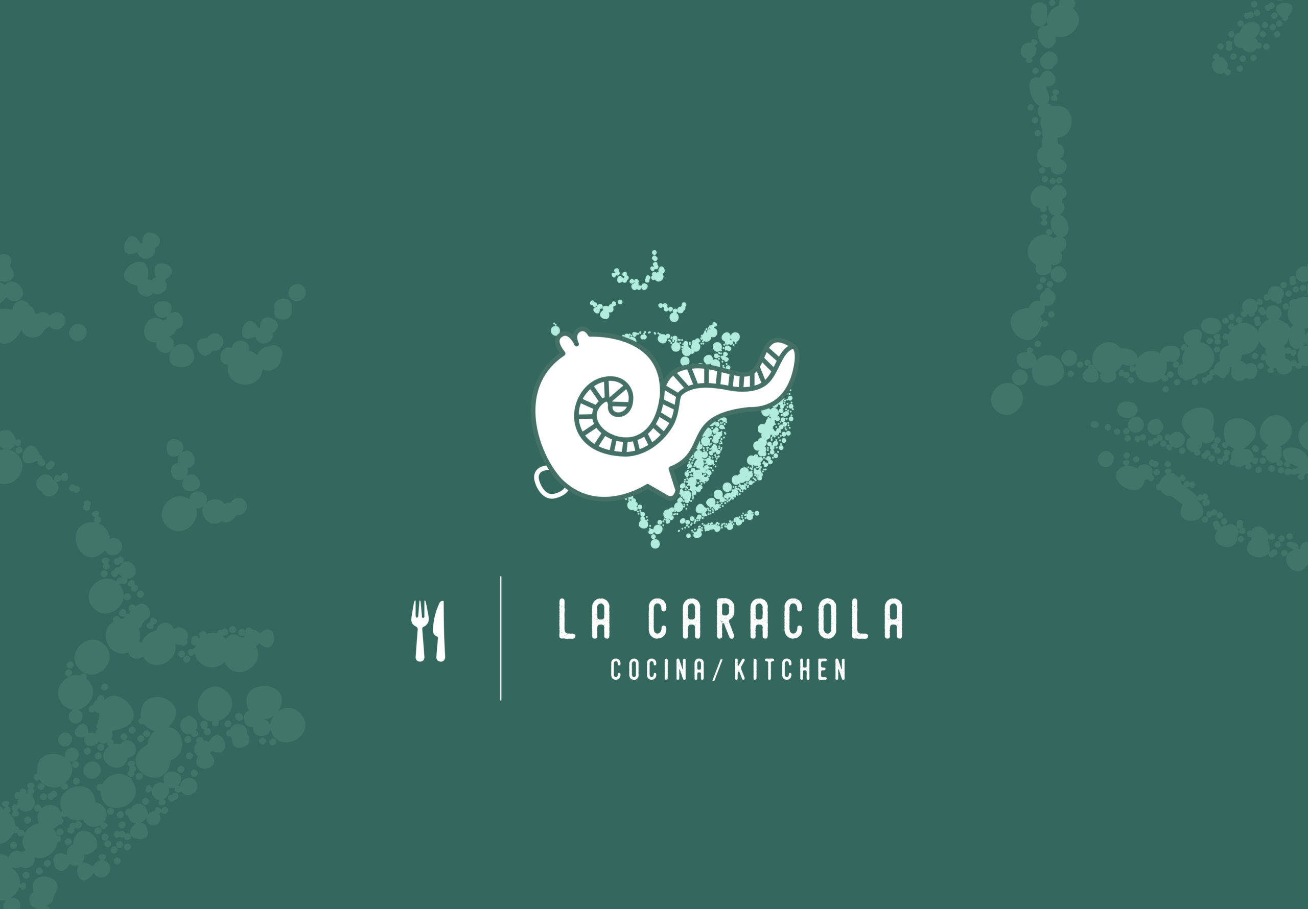 La caracola, logo blanco con verde, Cozumel